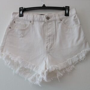 BDG White Jean Shorts Relaxed Fit Distressed